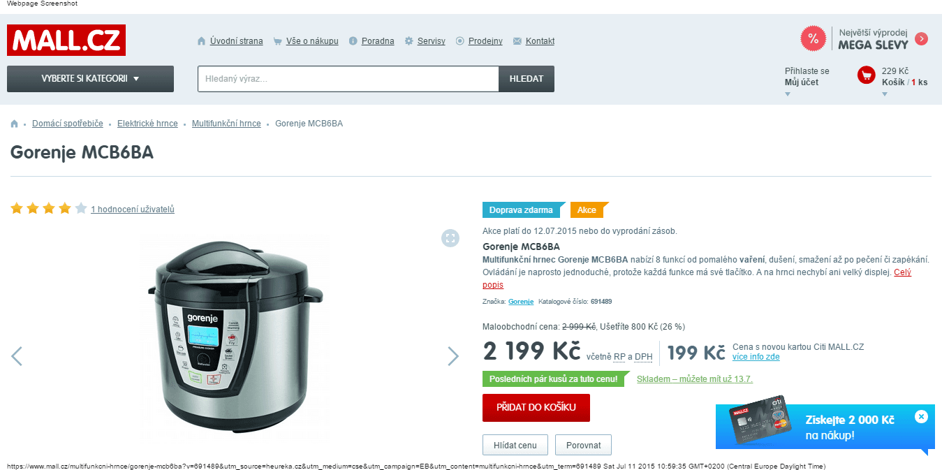 Multifunkční hrnec Gorenje - sleva 800 Kč