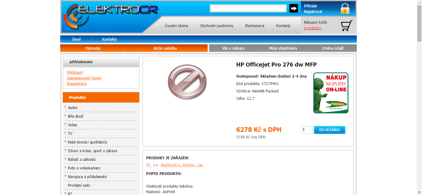 Multifunkční tiskárna HP, inkoust, barva I -1700Kč