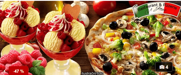 Křupavá pizza nebo horké maliny U Jana pro dva
