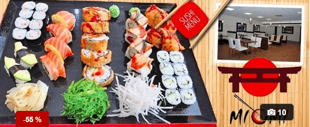 33 kousků sushi, mořské řasy i čerstvý salát