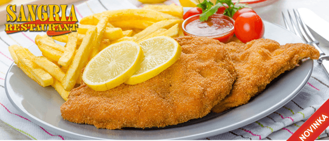 1 kg kuřecích a vepřových řízků s 300g hranolkami