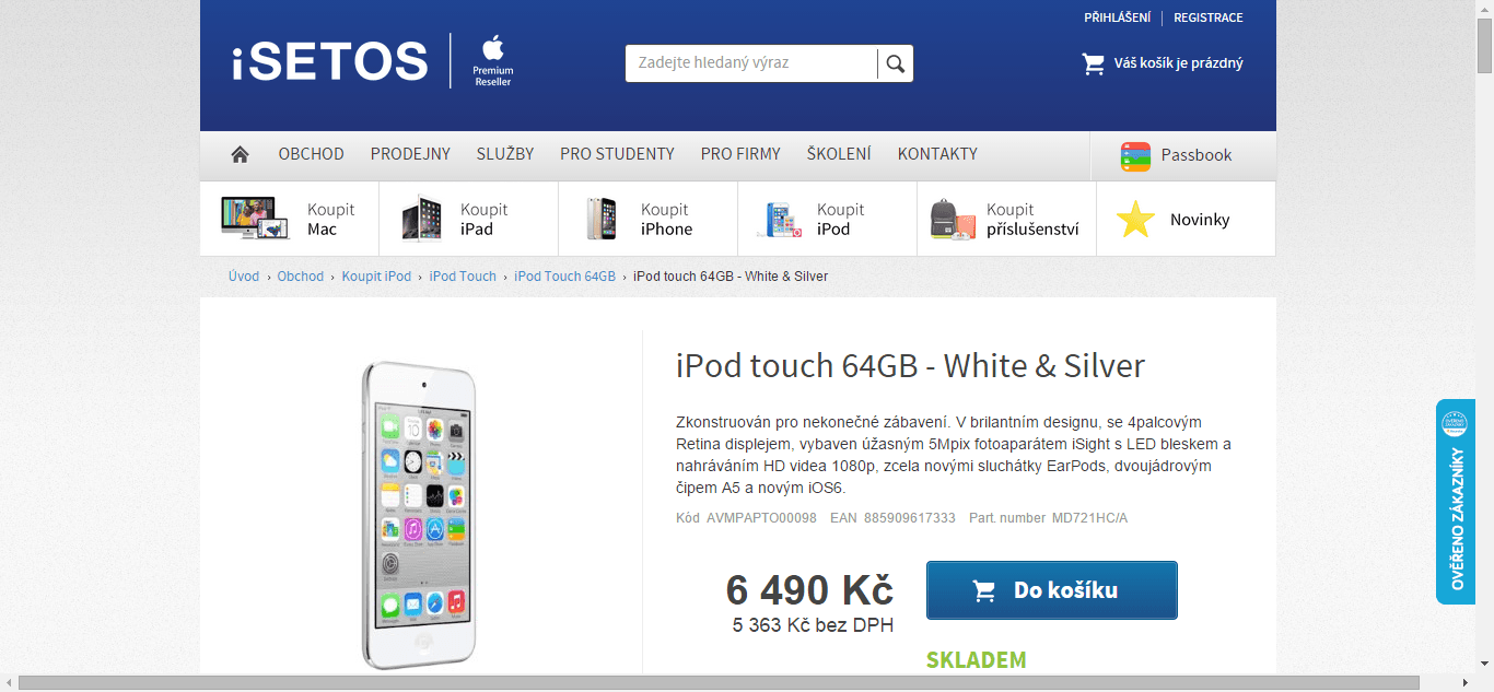 Apple iPod touch 4. generace 64GB - sleva 1500