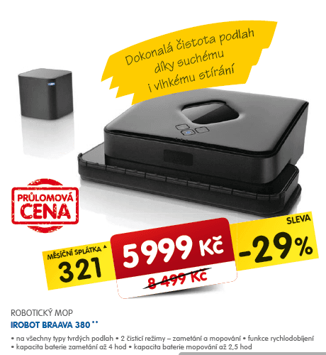 iRobot Braava 380 mop a vysavač - sleva 2000