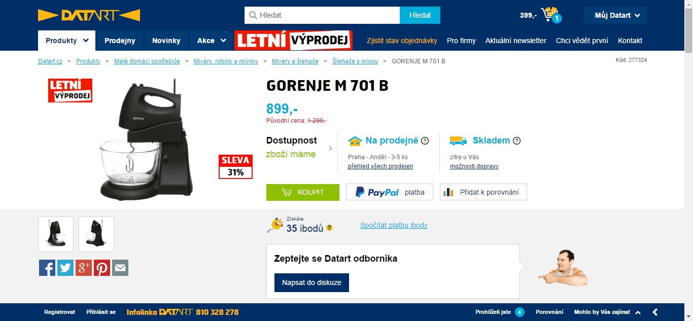 Ruční mixér Gorenje M 701 - sleva 400