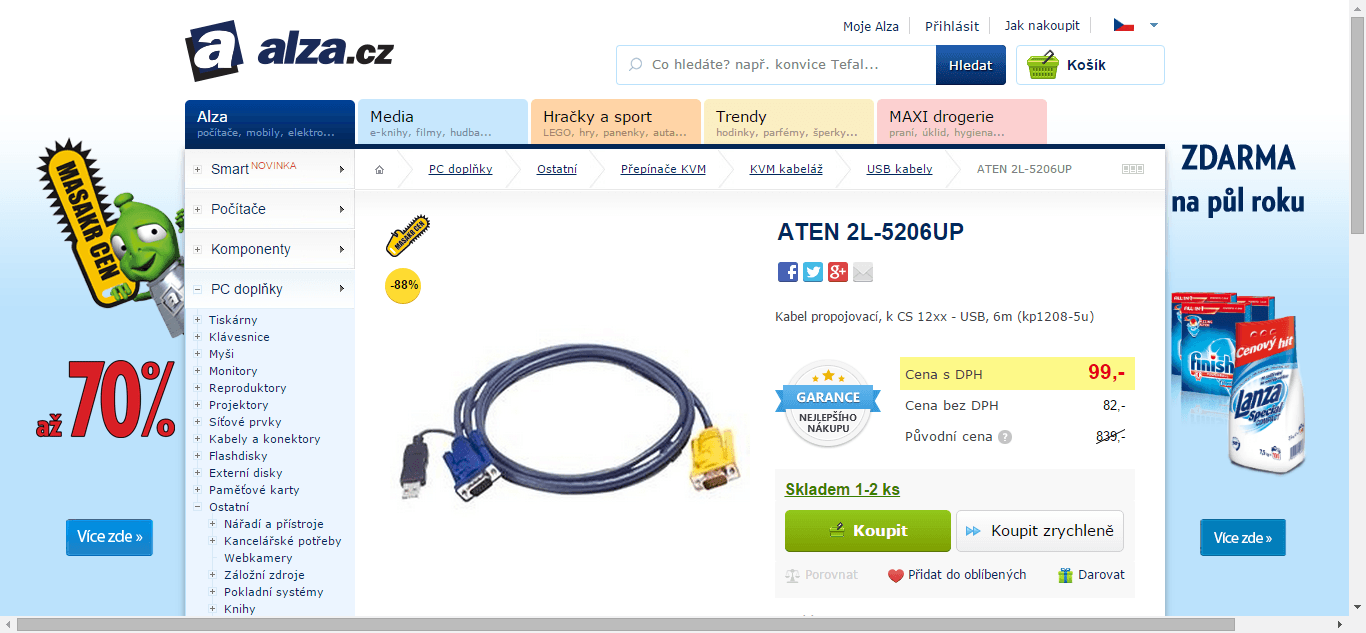 Sdružený kabel pro PC - sleva 88%