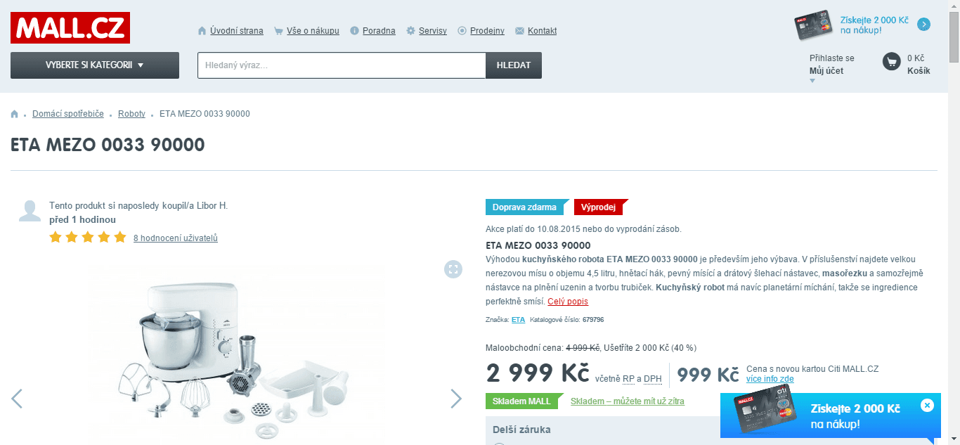 Kuchyňský robot ETA Mezo - sleva 500 Kč