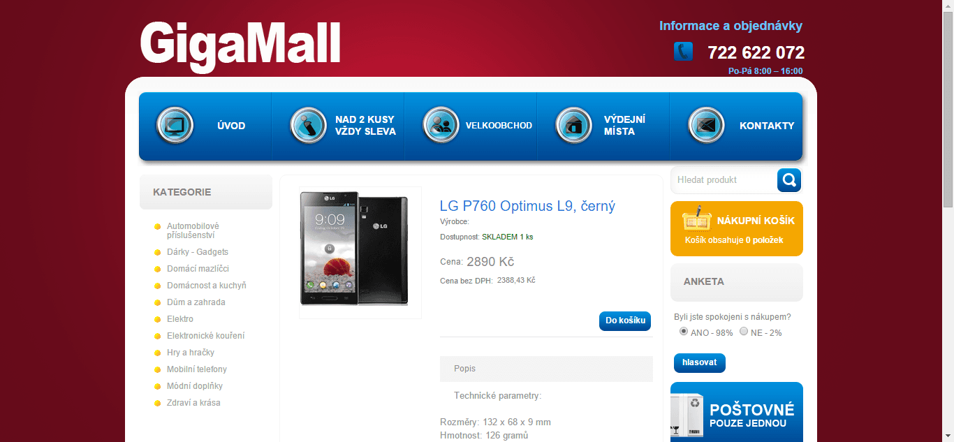 LG Optimus, 2x 1GHz, 1GB RAM, 4,7" - sleva 1600