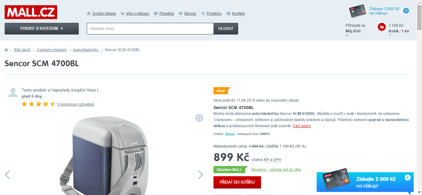 Autochladnička Sencor, ohřev i chlazení- sleva 400