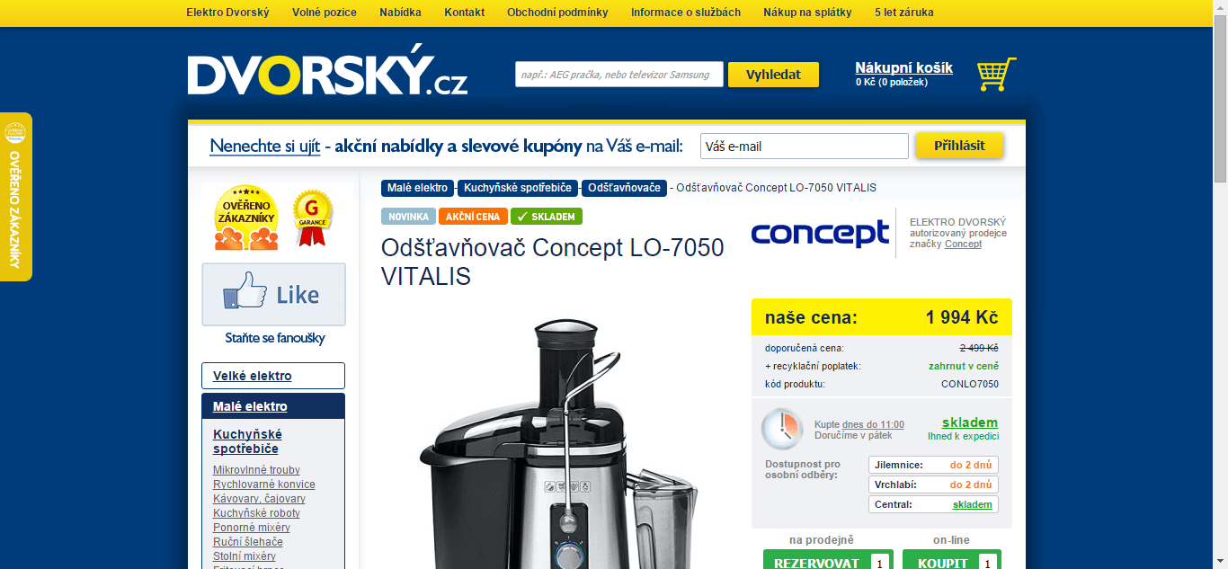 Odšťavňovač Concept LO7050 - sleva 500