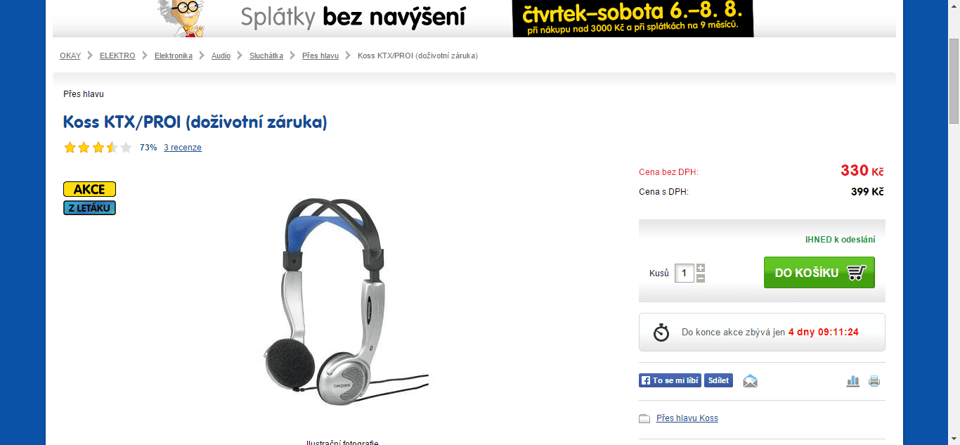 Sluchátka Koss - doživotní záruka - sleva