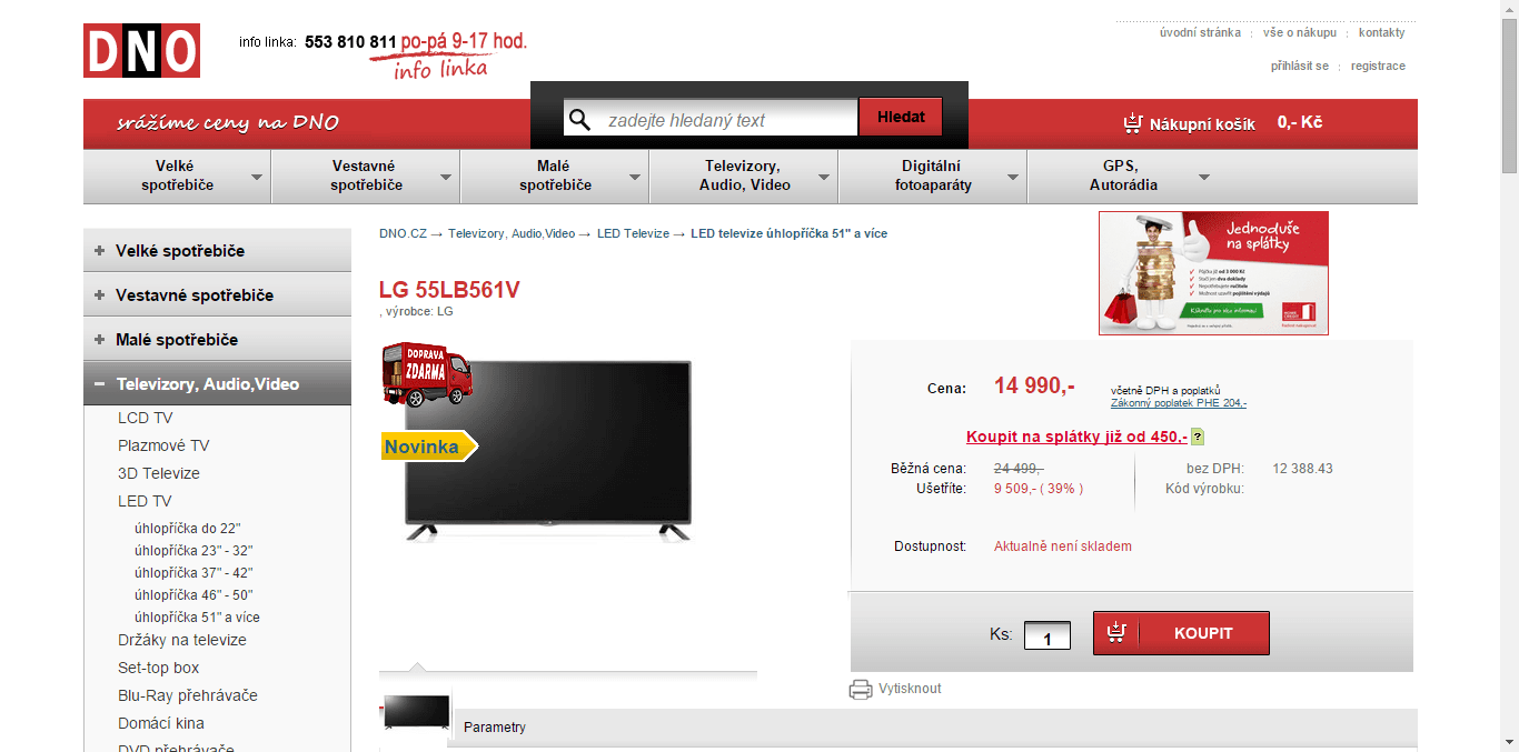 Full HD, LED TV, 140 cm, LG - sleva 3800 Kč