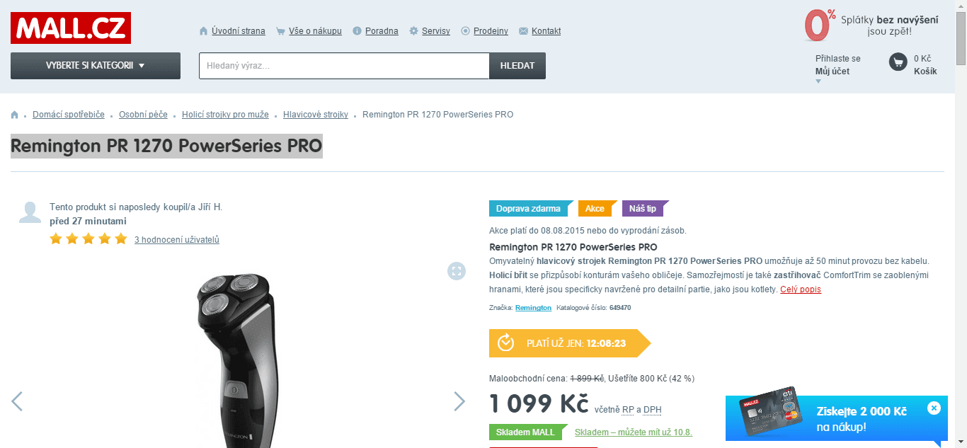 Holící strojek Remington - jen dnes sleva 30%
