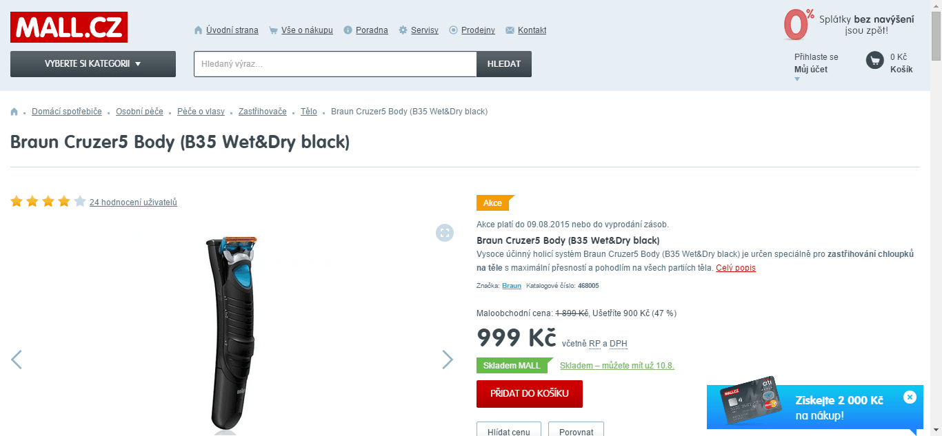  Zastřihovač Braun Cruzer5 Body - sleva 400 Kč