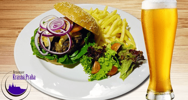 180g hovězí burger s kozím sýrem