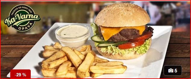 Vynikající burger dle výběru s hranolky(Opava)