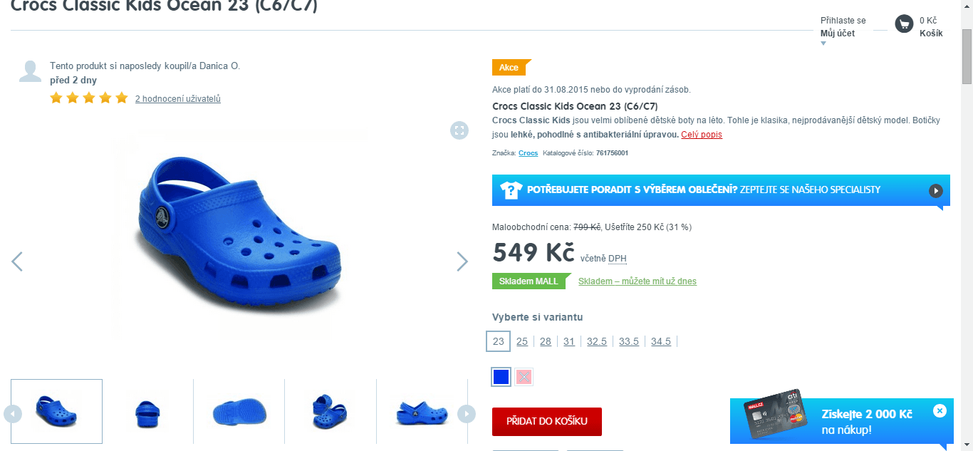 Crocs Baya Kids Sea blue - sleva 200 Kč