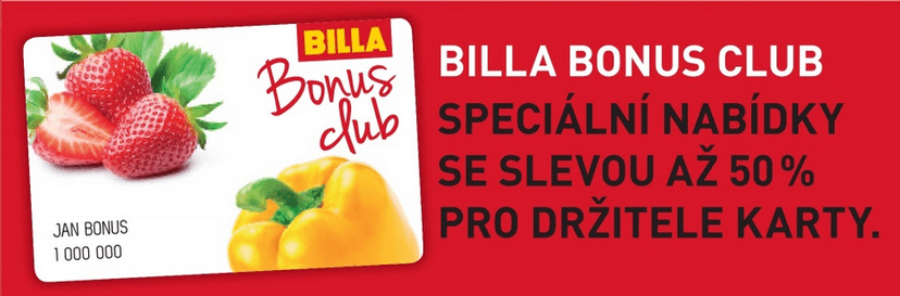 S BILLA KARTOU AŽ - 50% SLEVA