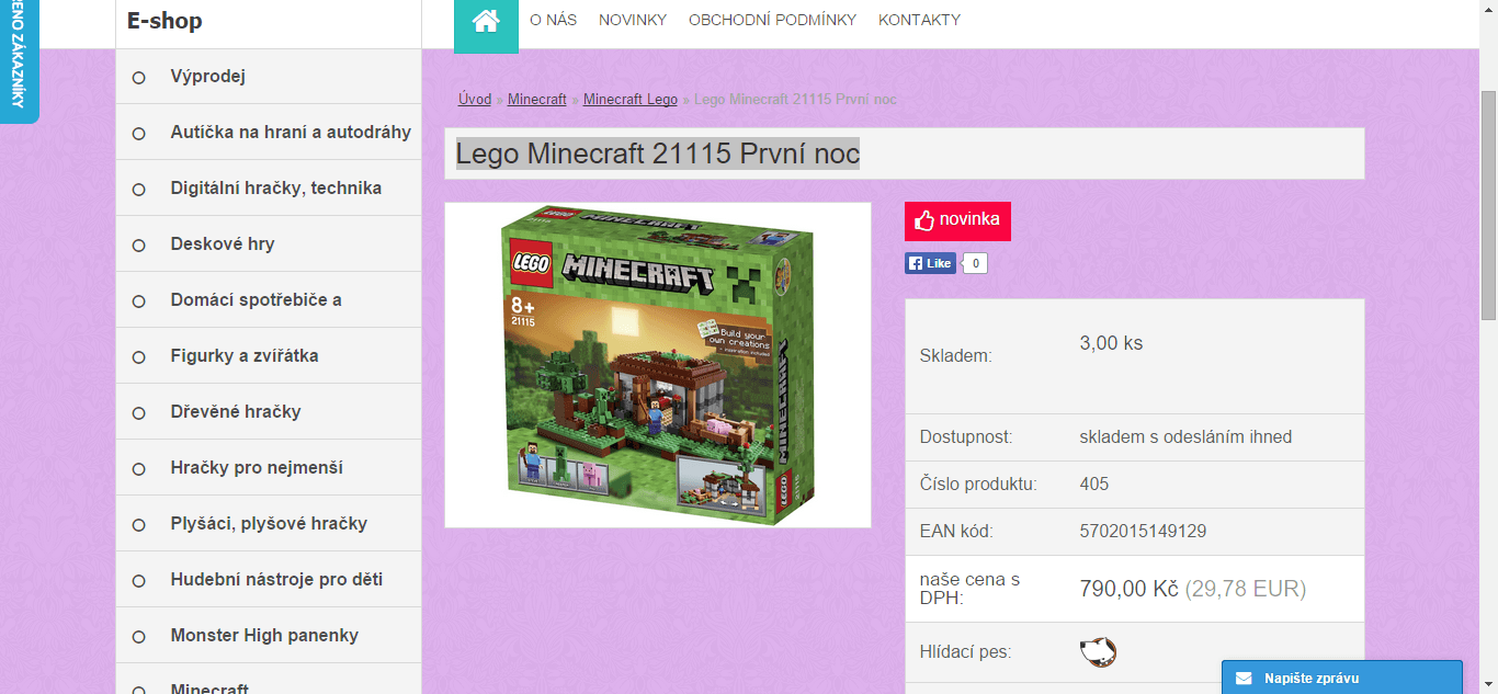 Lego Minecraft První noc - sleva 200 Kč