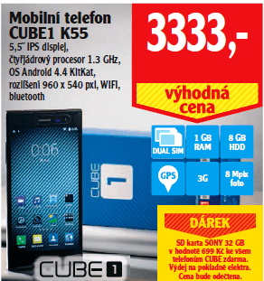 Cube 1, 4x 1,3GHz, 1GB RAM, 5,5" - nejlevněji