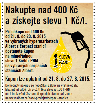 Sleva 1 koruna na benzín a naftu