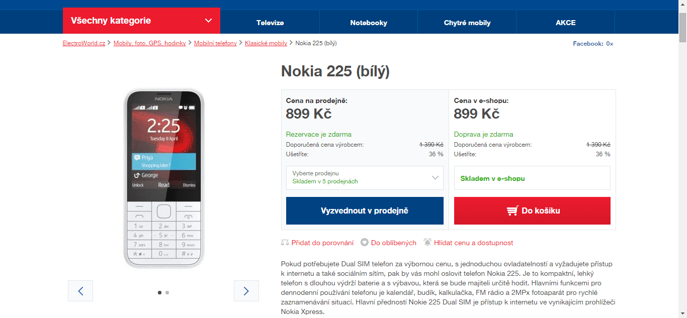 Nokia 225 - klasicky mobil - sleva 300 Kč