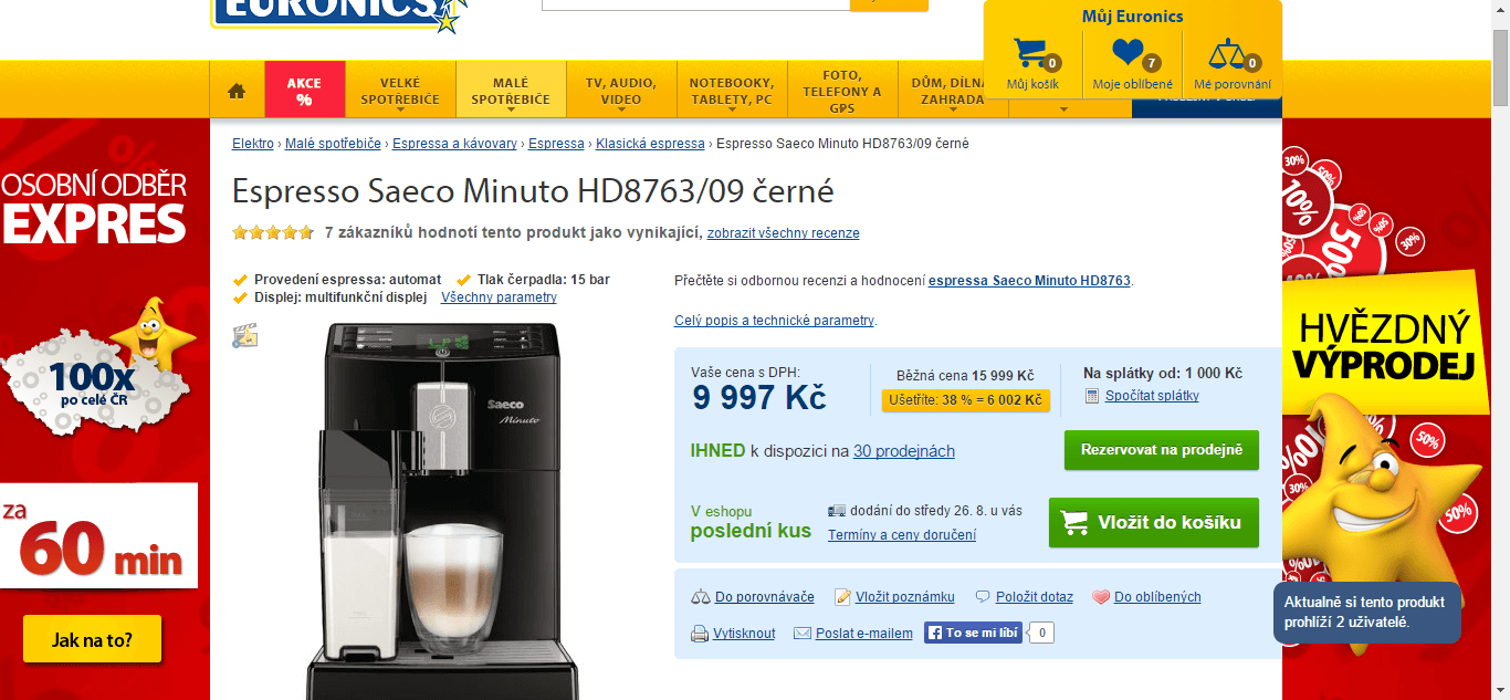 Philips Saeco HD 8763/09 - sleva 3000