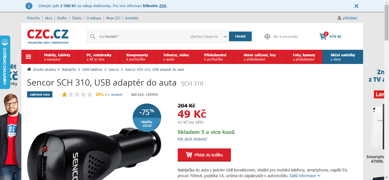 USB adaptér do auta - super cena jen dnes