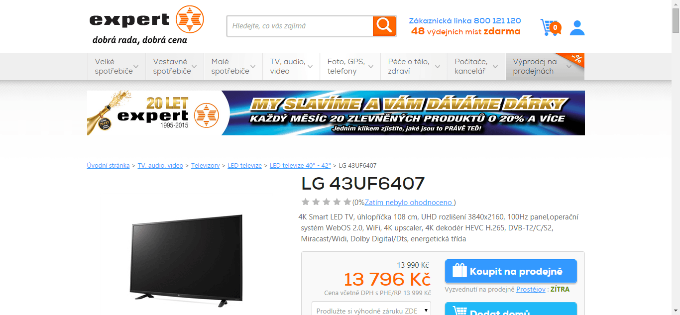 Ultra HD, Smart TV, LED, 108 cm, LG - sleva 6000