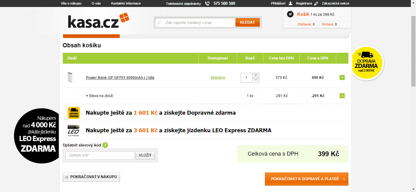 Powerbanka GP Batteries 6000 mAH - sleva 150
