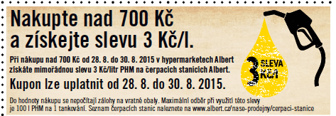 3 Kč sleva na benzín a naftu