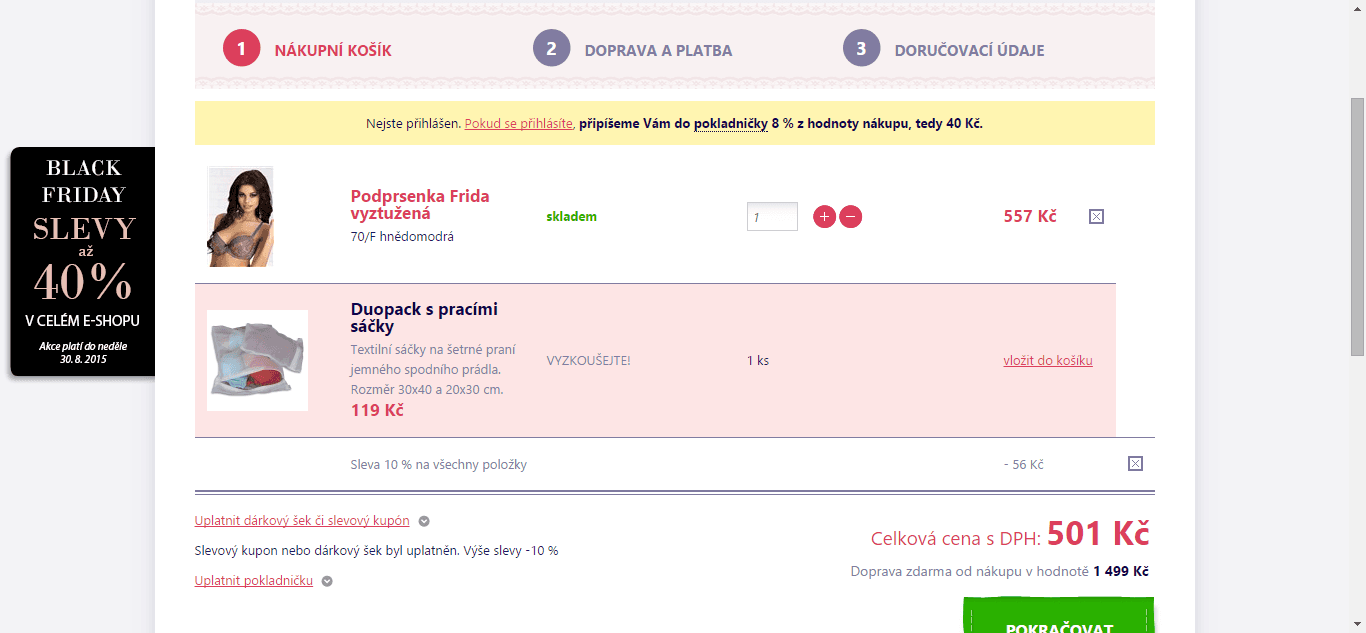 Sleva 40% na vše + slevový kód - spodní prádlo