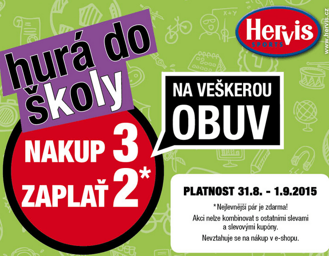Hervis - kup 3 páry bot a zaplať jen 2