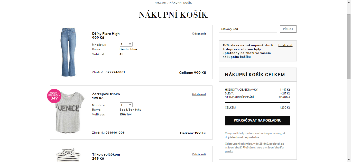 H&M - sleva 15% a doprava zdarma na vše