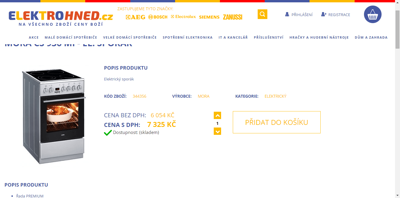 Sklokeramický sporák Mora, elektřina - sleva 2500 