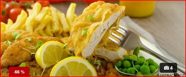 1kg smažených mini řízečků hranolky a tatarkou