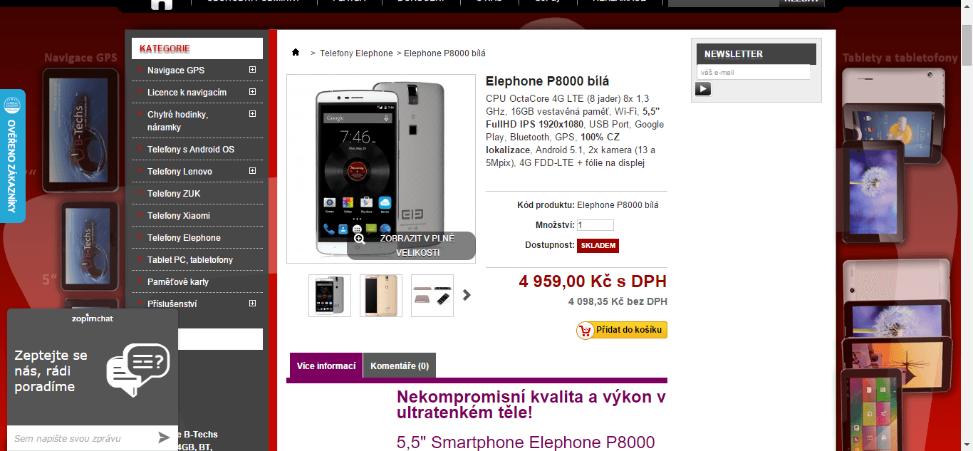 Elephone P8000 - 8x 1,3GHz, 3GB RAM - super
