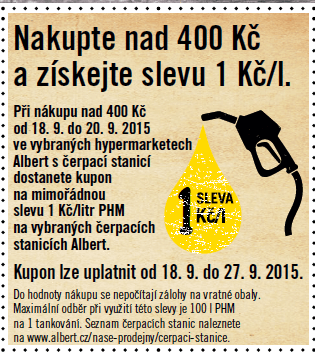 Sleva 1 Kč na benzín nebo naftu