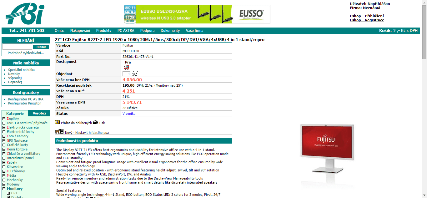 27" monitor Fujitsu B27T-7 - sleva 40%