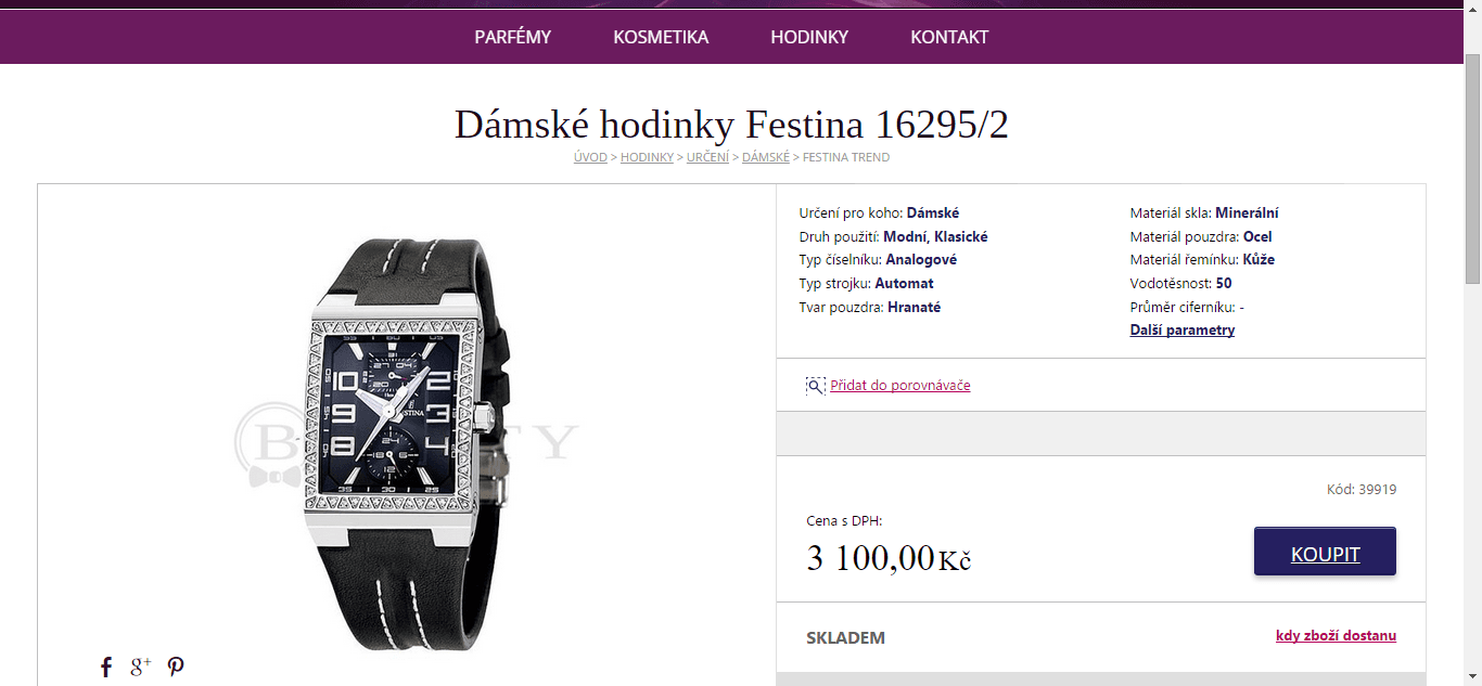 Dámské hodinky Festina - sleva 63% (-5200 Kč)