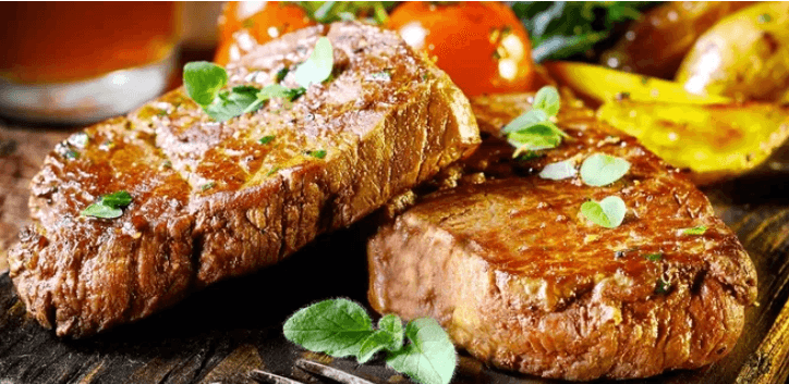 2 x hovězí steak s přílohou dle výběru(Planá)