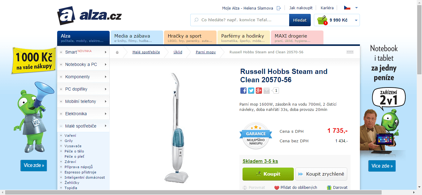 Parní mop Russell Hobbs Steam & Clean