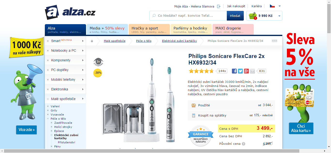 2x elektronický kartáček Philips Sonicare FlexCare