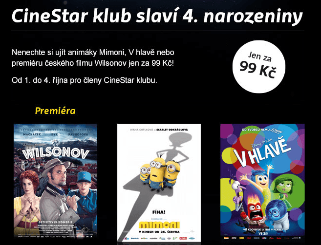 3 filmy v Cinestaru jen za 99 korun