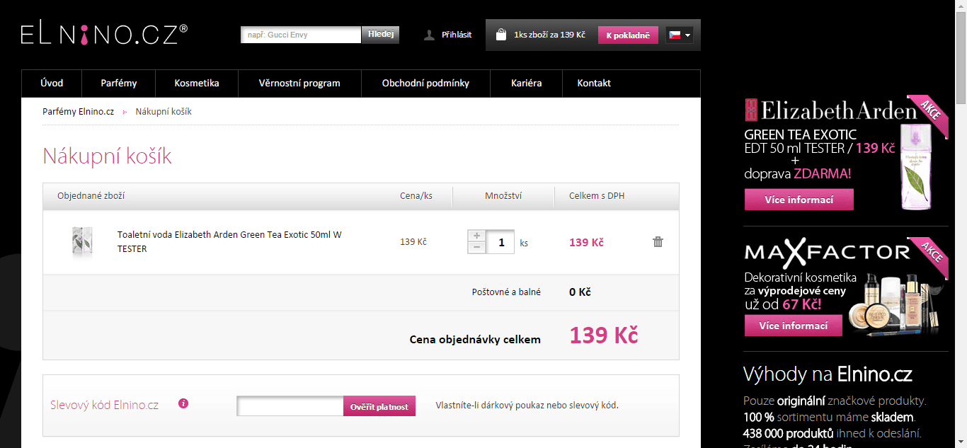 Doprava zdarma na vše v parfumérii Elnino