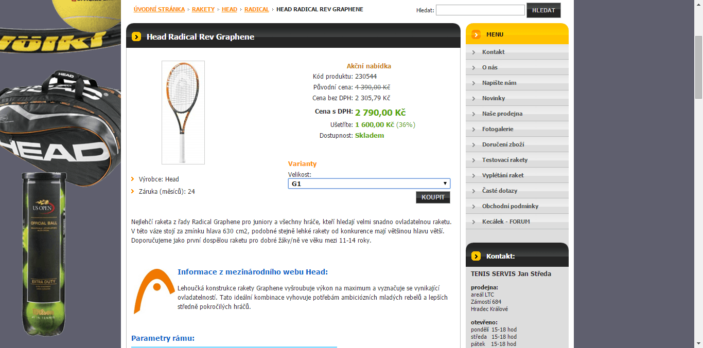Tenisová raketa Head Radical Graphene Rev 