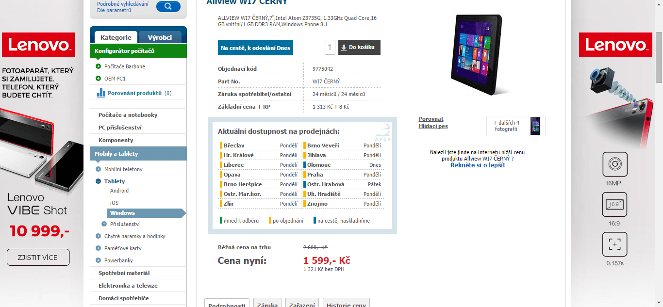 Tablet Allview WI7, 4x 1,83GHz, 1GB RAM, 7"
