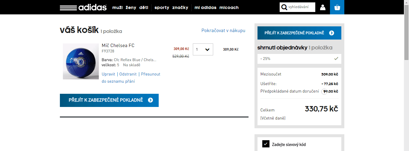 25% sleva na vše v Adidasu - i na outlet