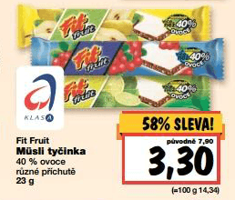 Müsli tyčinka - 58%