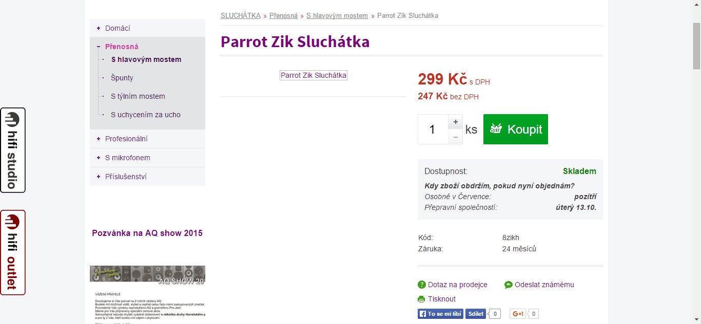Sluchátka Parrot Zik