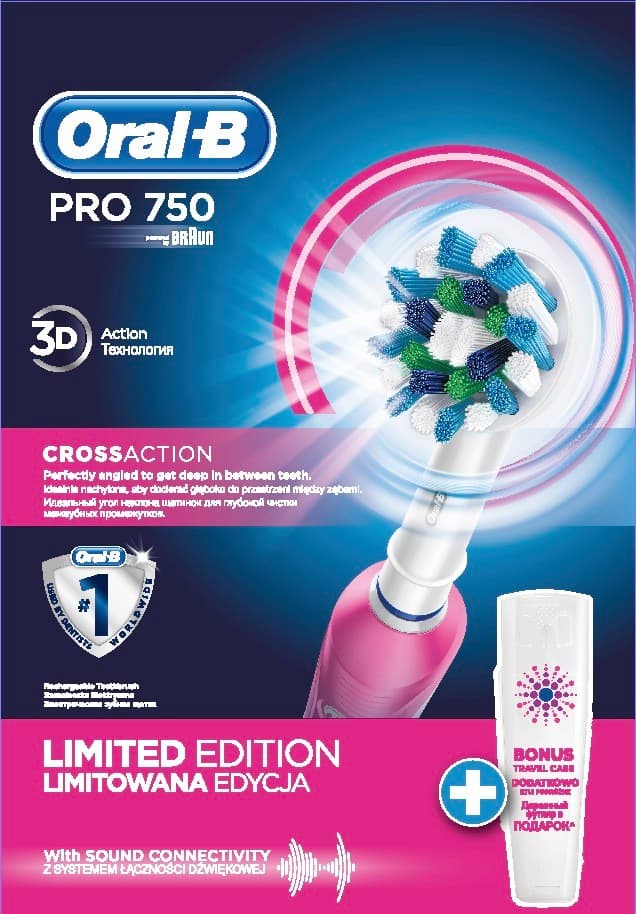 Oral B Pro 750, růžový elektrický kartáček